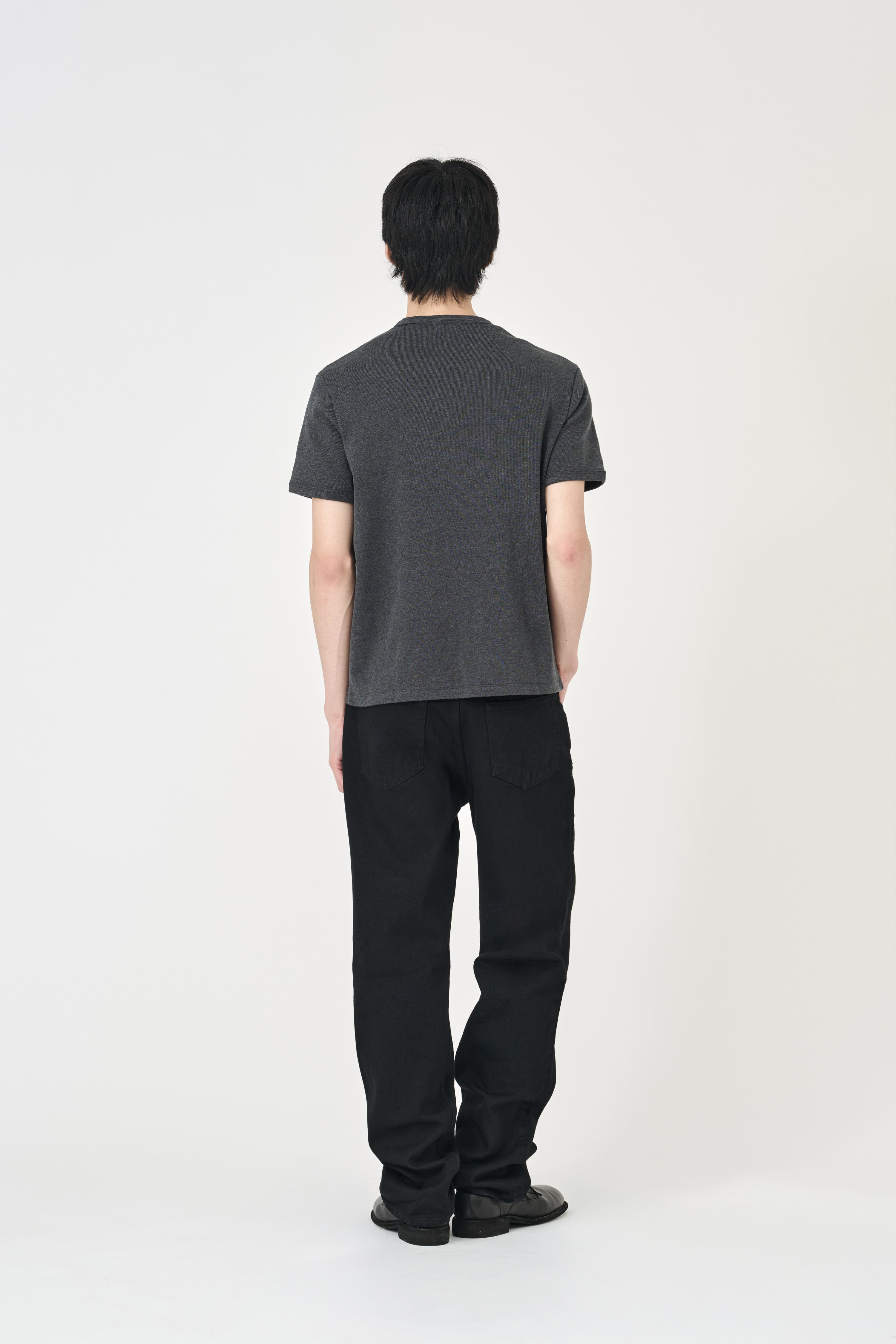 European Ribbed T-Shirt - Charcoal Melange