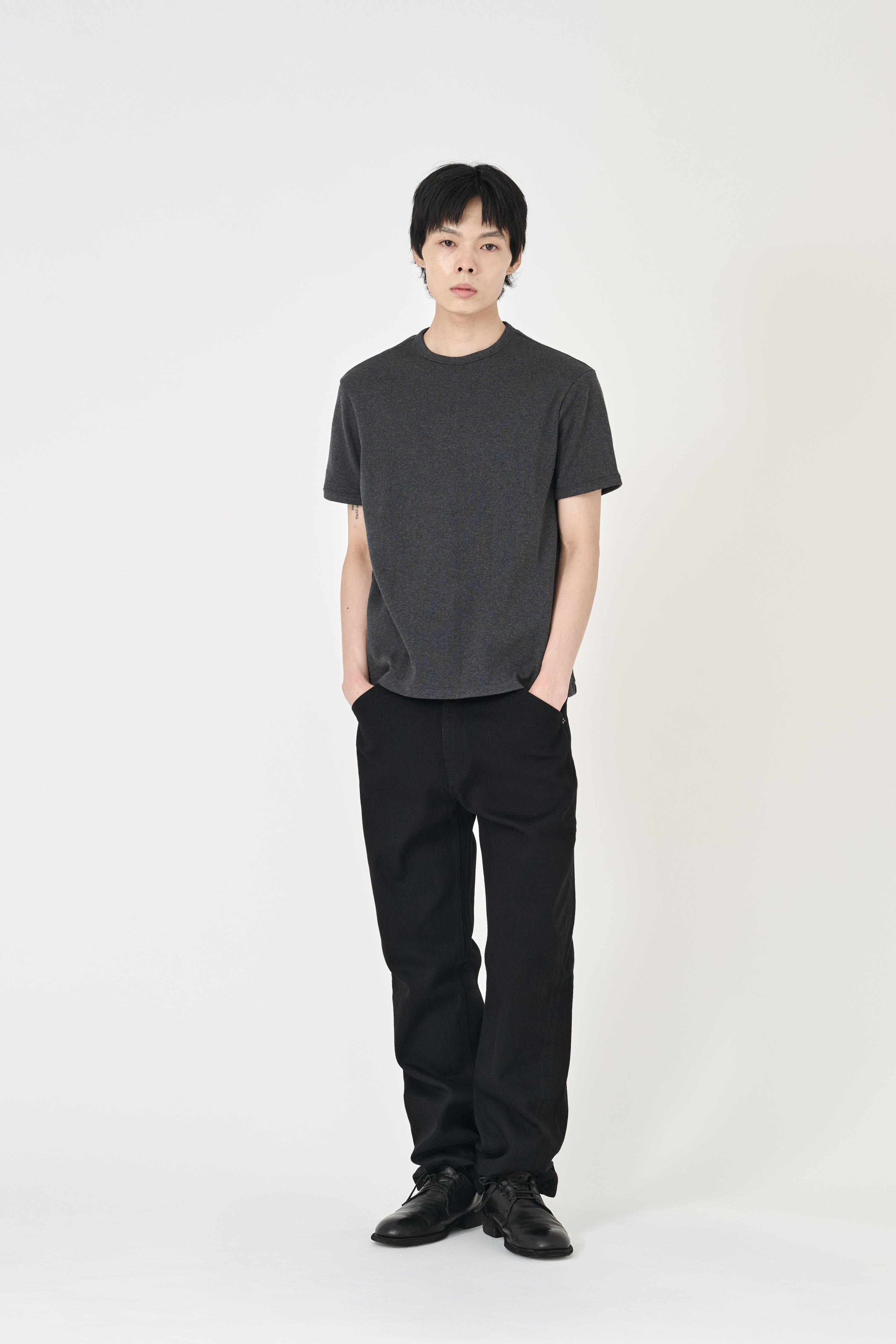 European Ribbed T-Shirt - Charcoal Melange