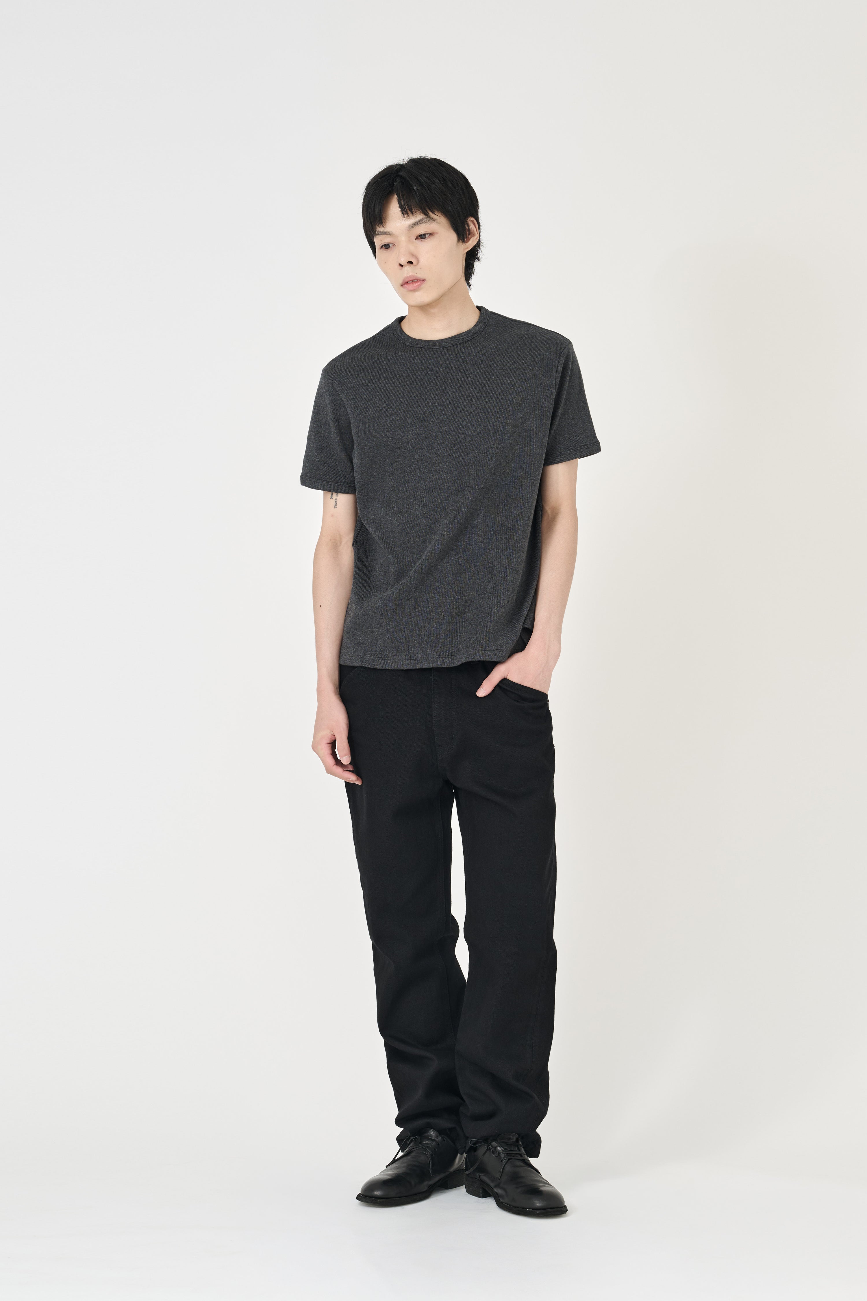 European Ribbed T-Shirt - Charcoal Melange