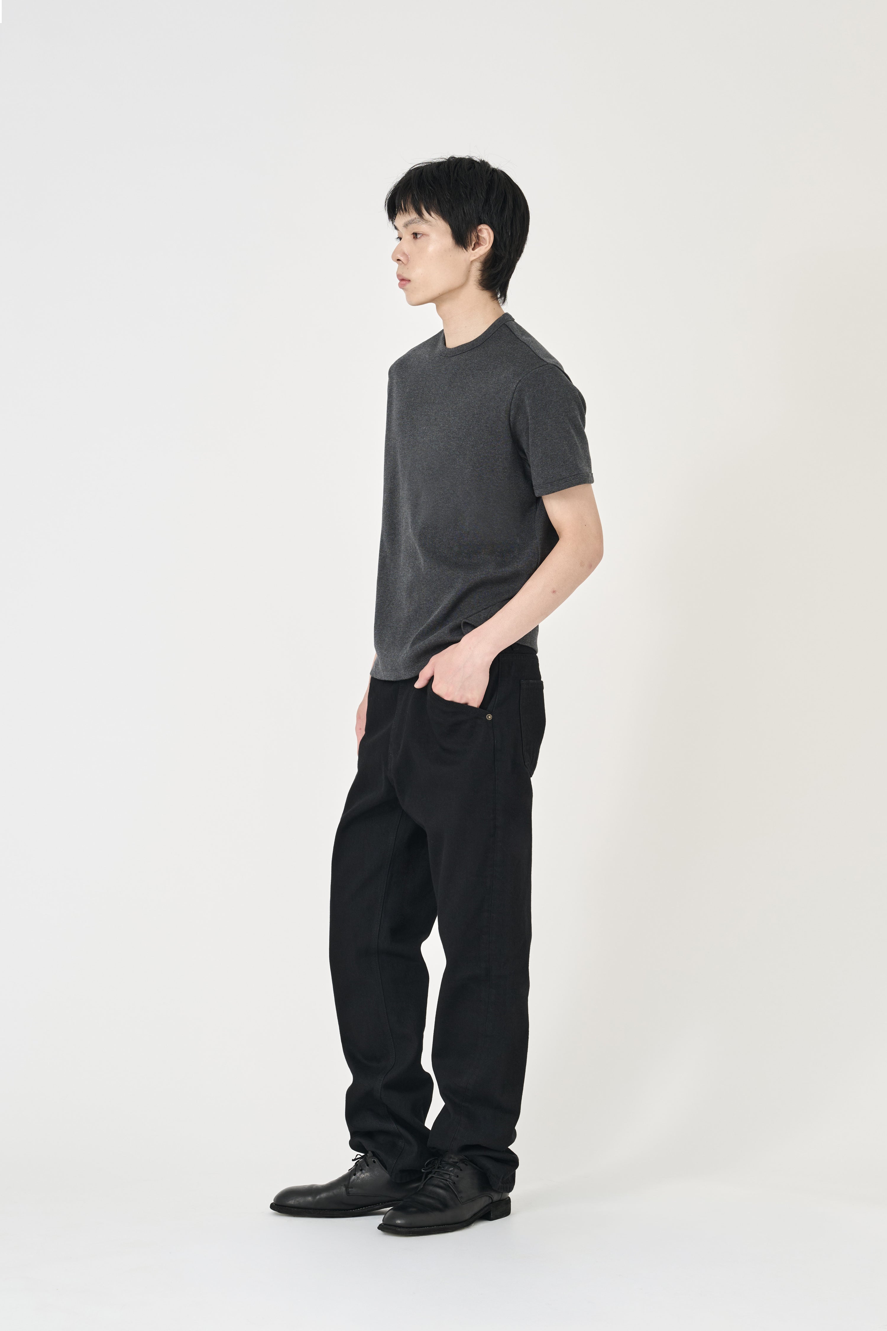 European Ribbed T-Shirt - Charcoal Melange