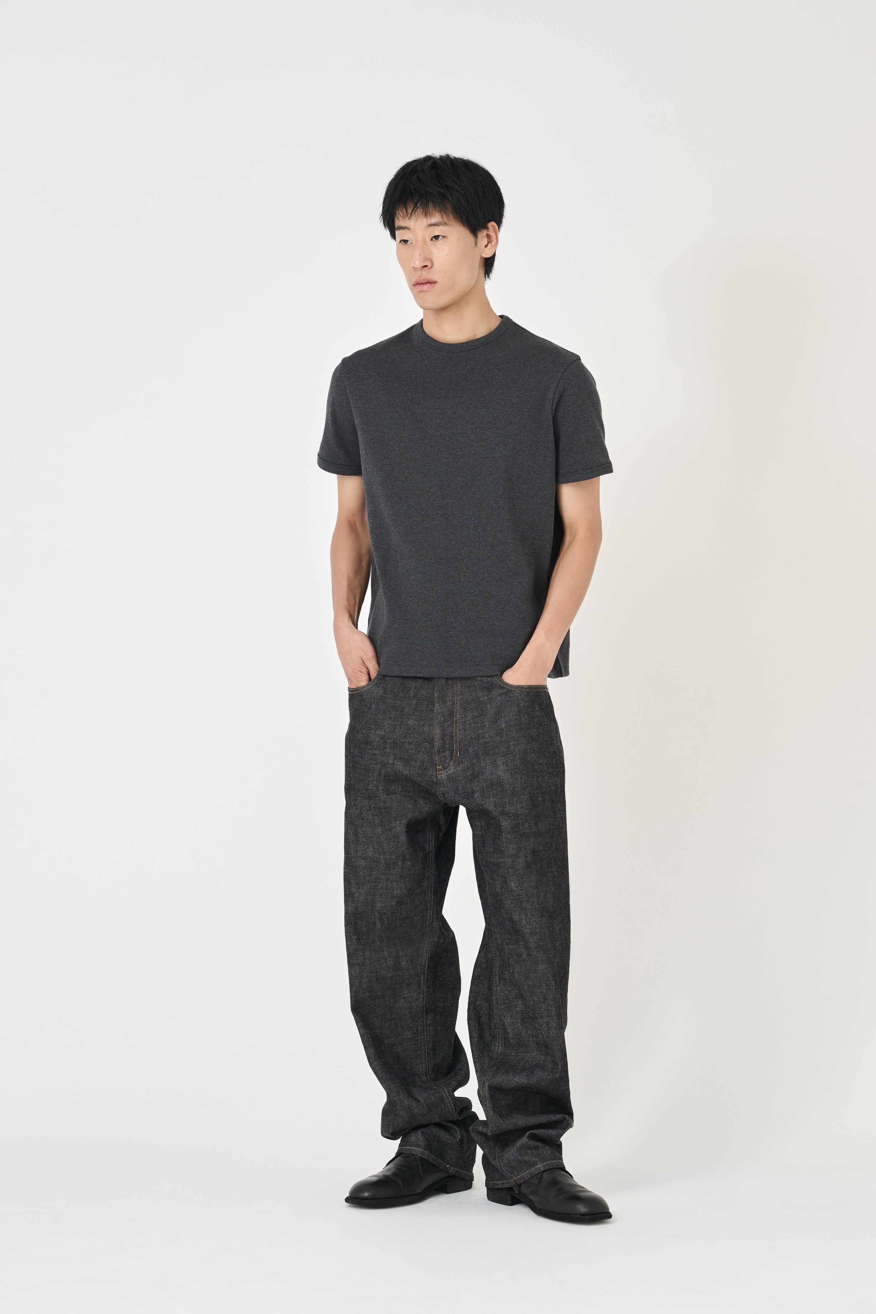 European Ribbed T-Shirt - Charcoal Melange