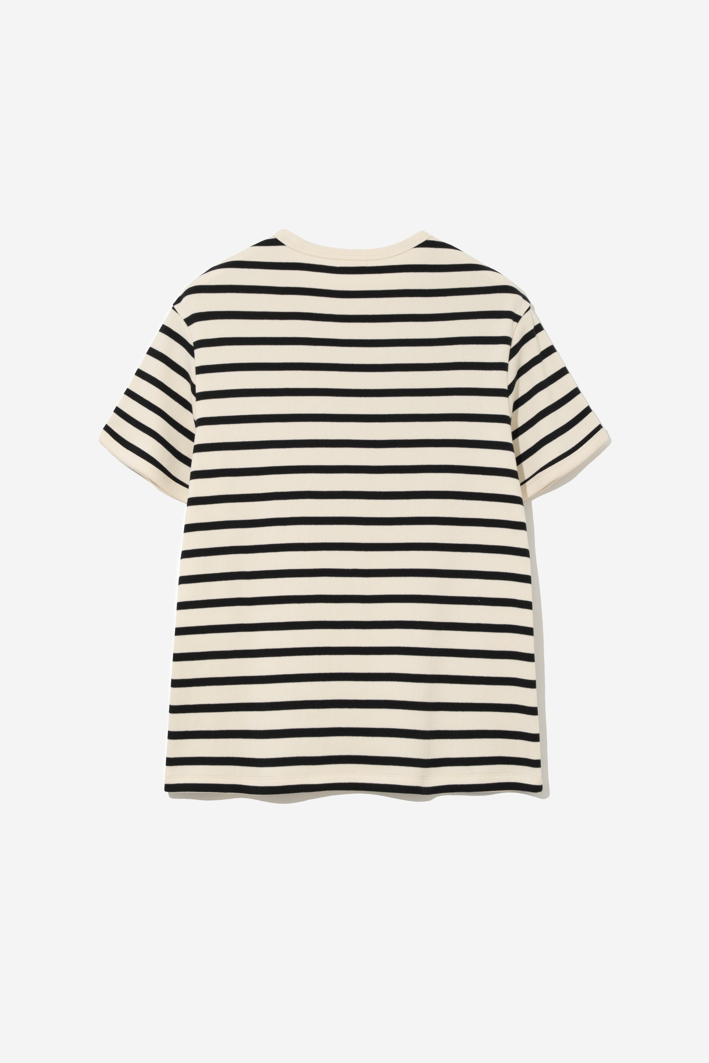 European Ribbed T-Shirt - Ivory Stripe
