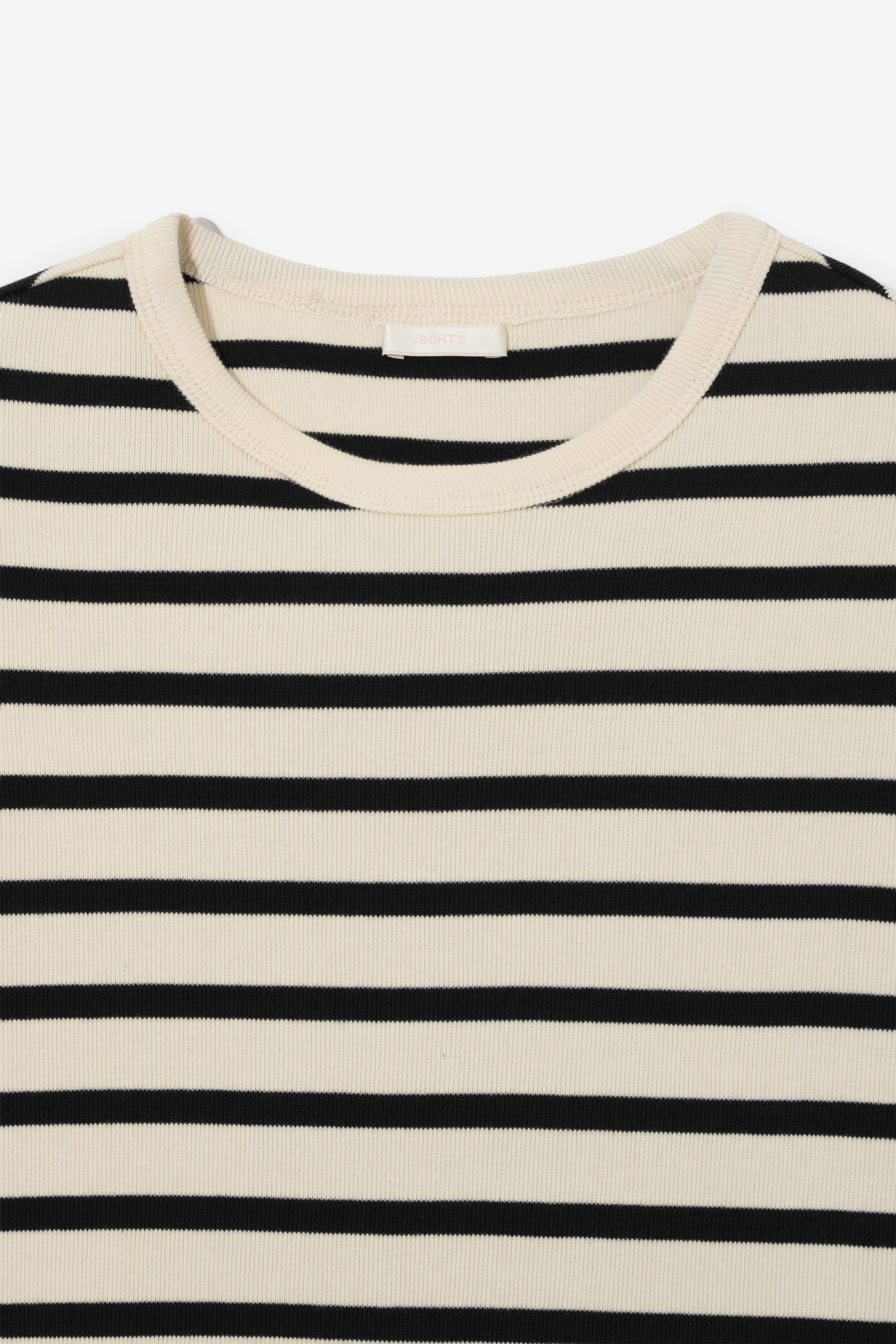European Ribbed T-Shirt - Ivory Stripe