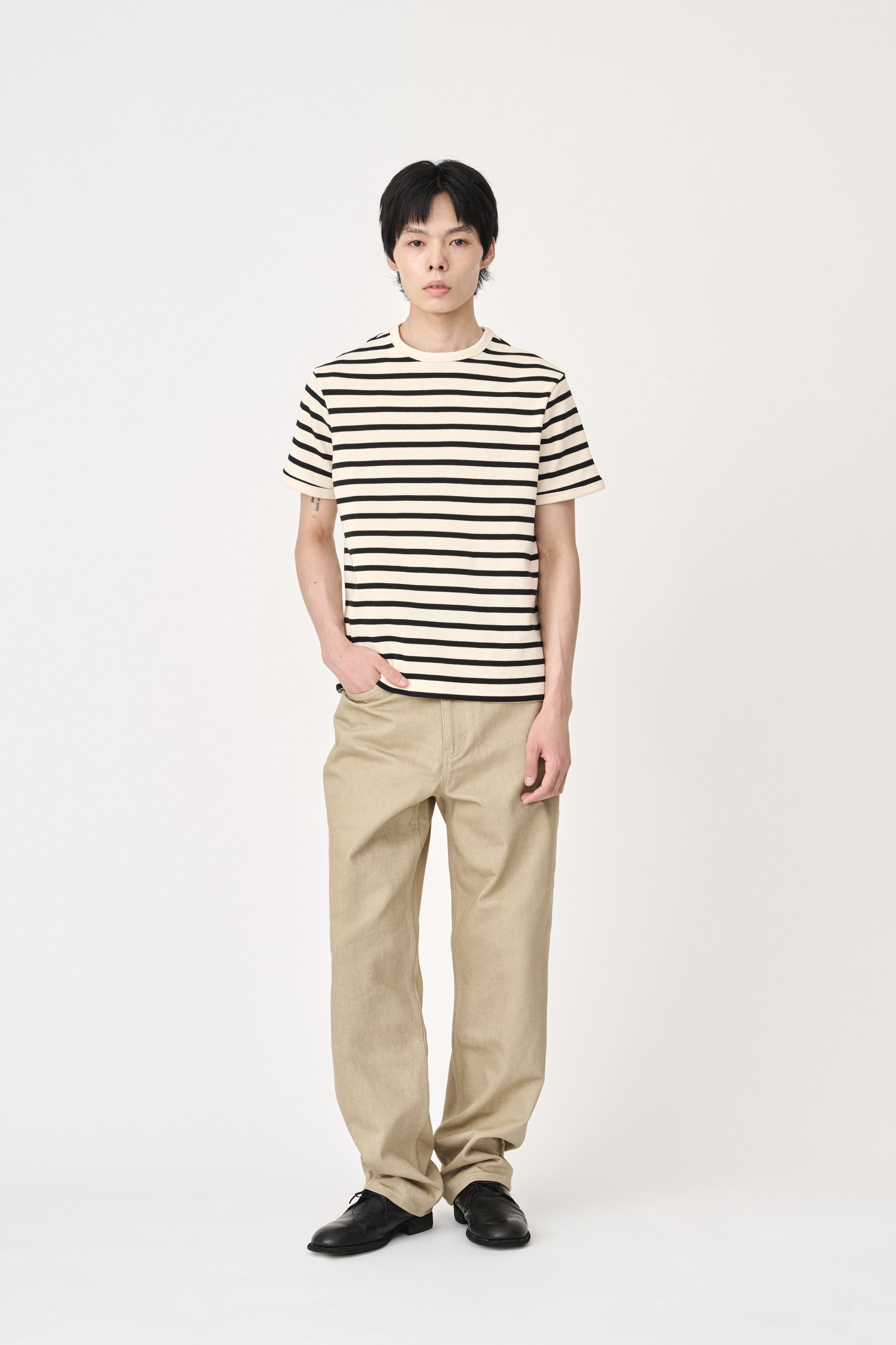 European Ribbed T-Shirt - Ivory Stripe