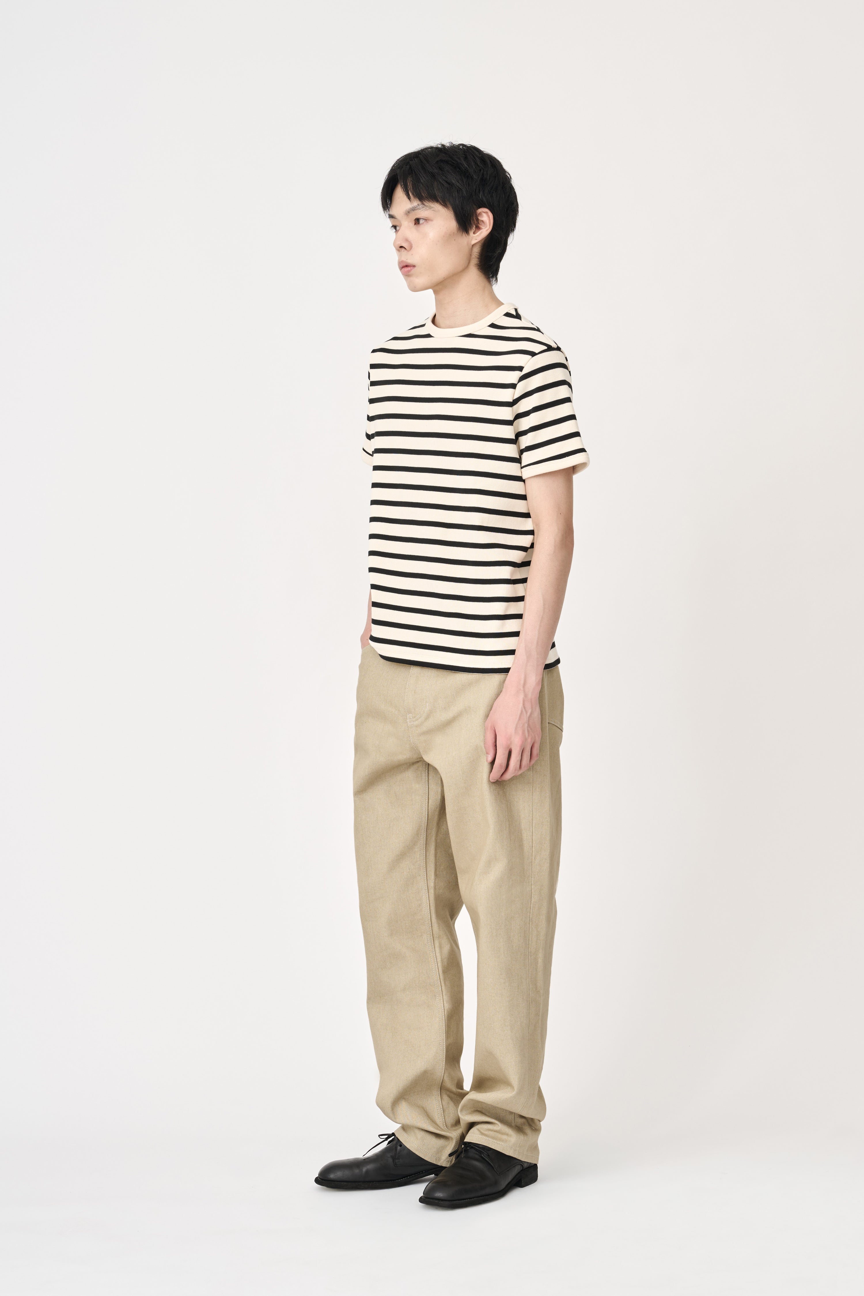 European Ribbed T-Shirt - Ivory Stripe