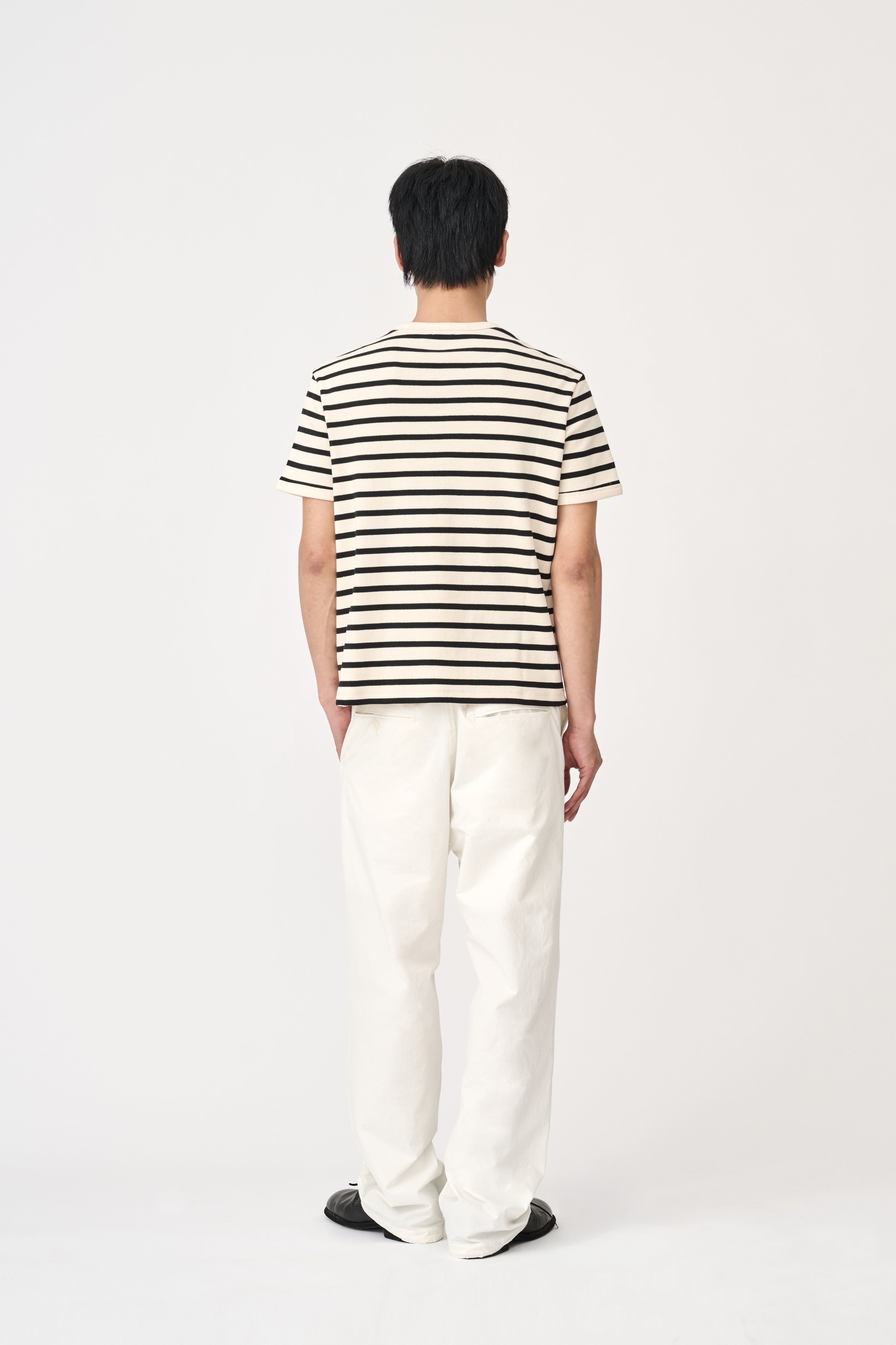 European Ribbed T-Shirt - Ivory Stripe