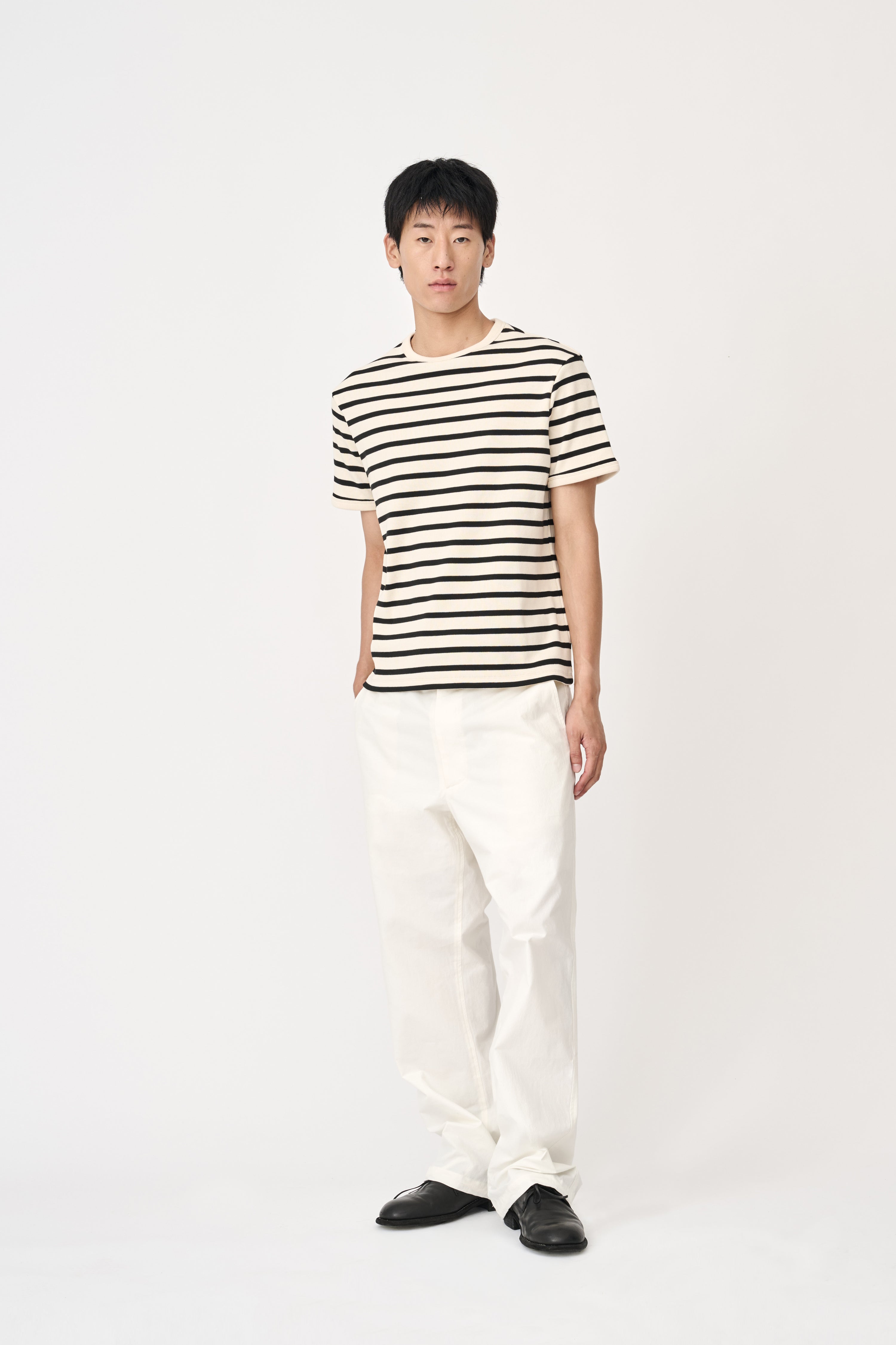 European Ribbed T-Shirt - Ivory Stripe
