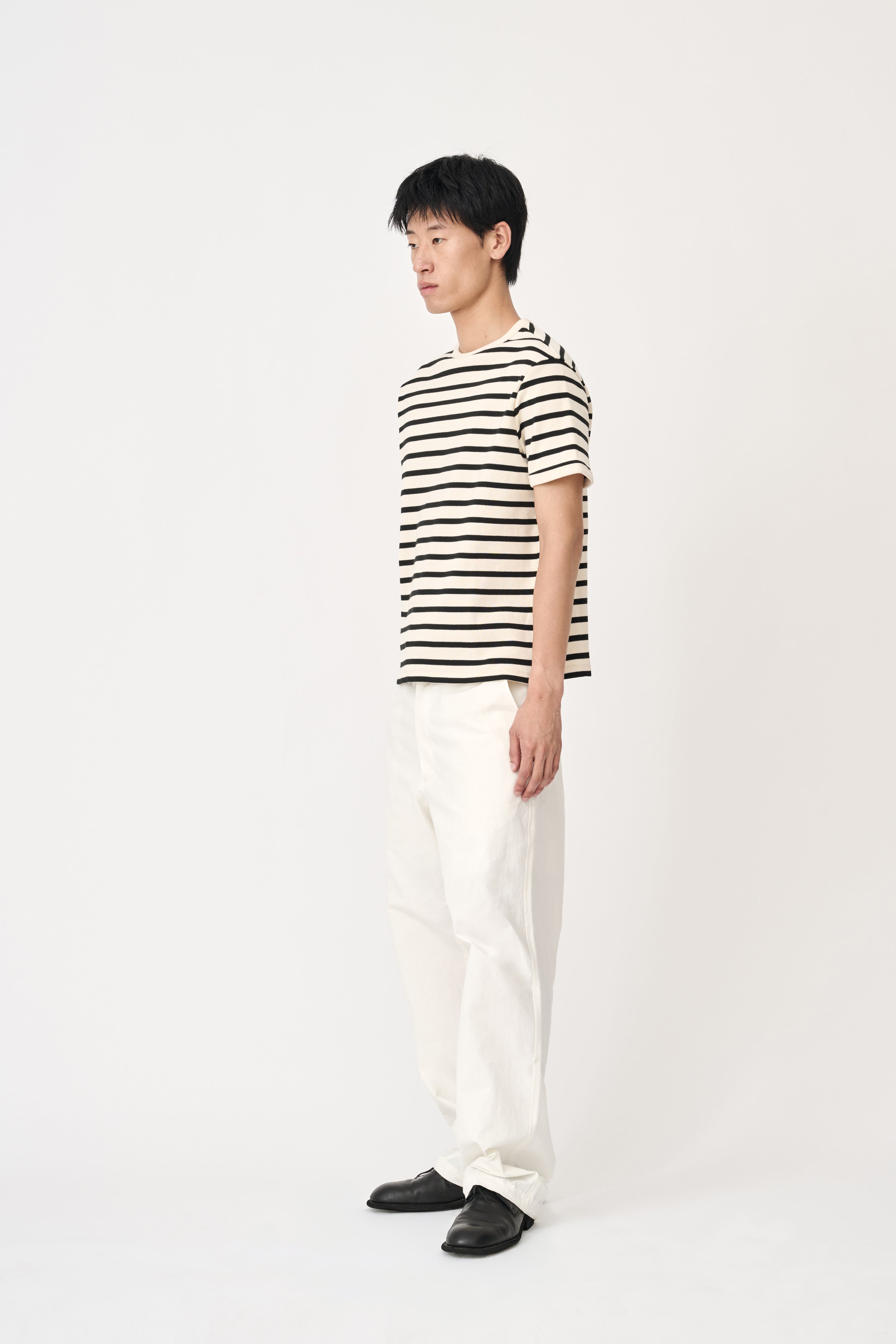European Ribbed T-Shirt - Ivory Stripe