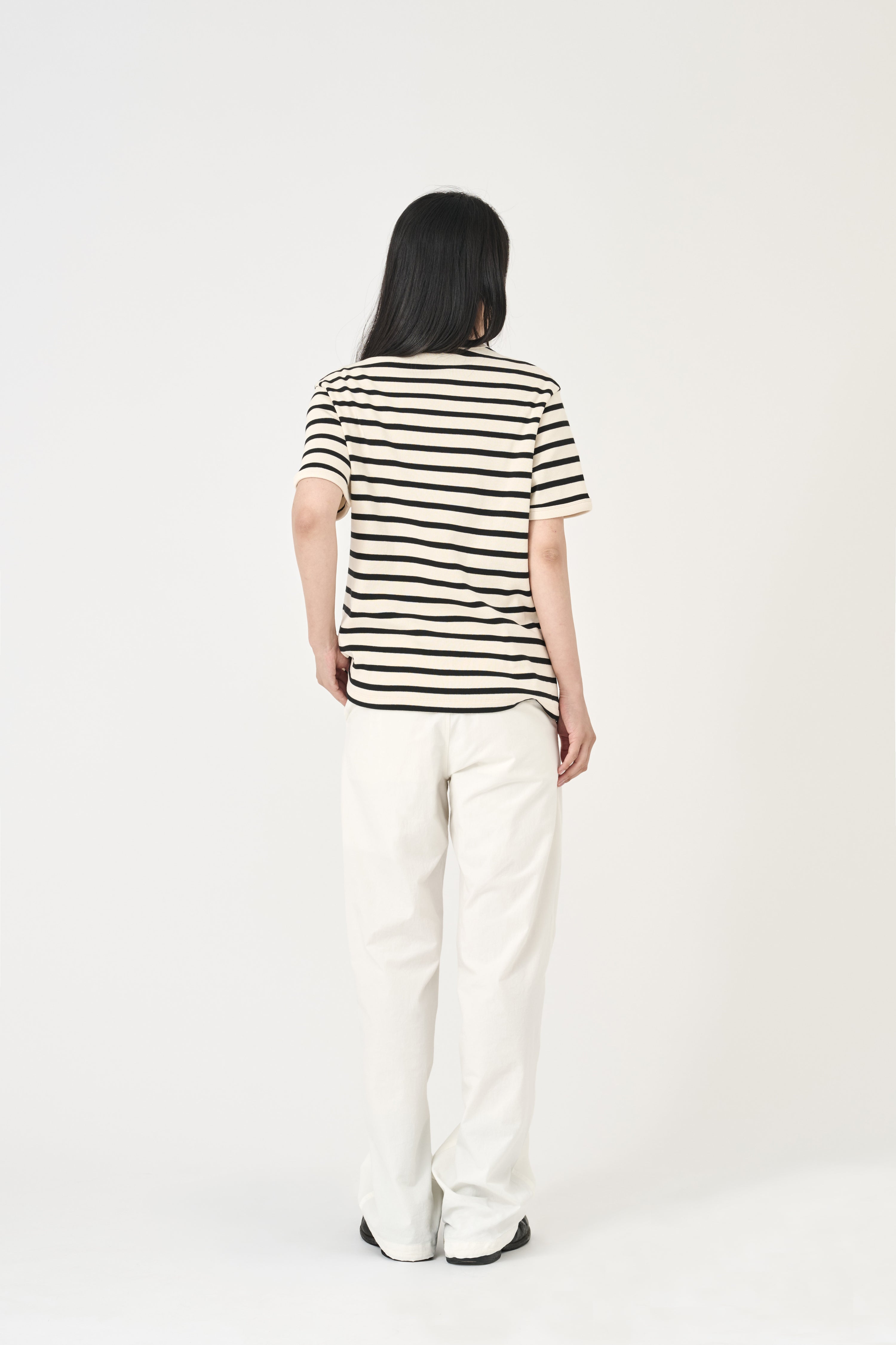 European Ribbed T-Shirt - Ivory Stripe