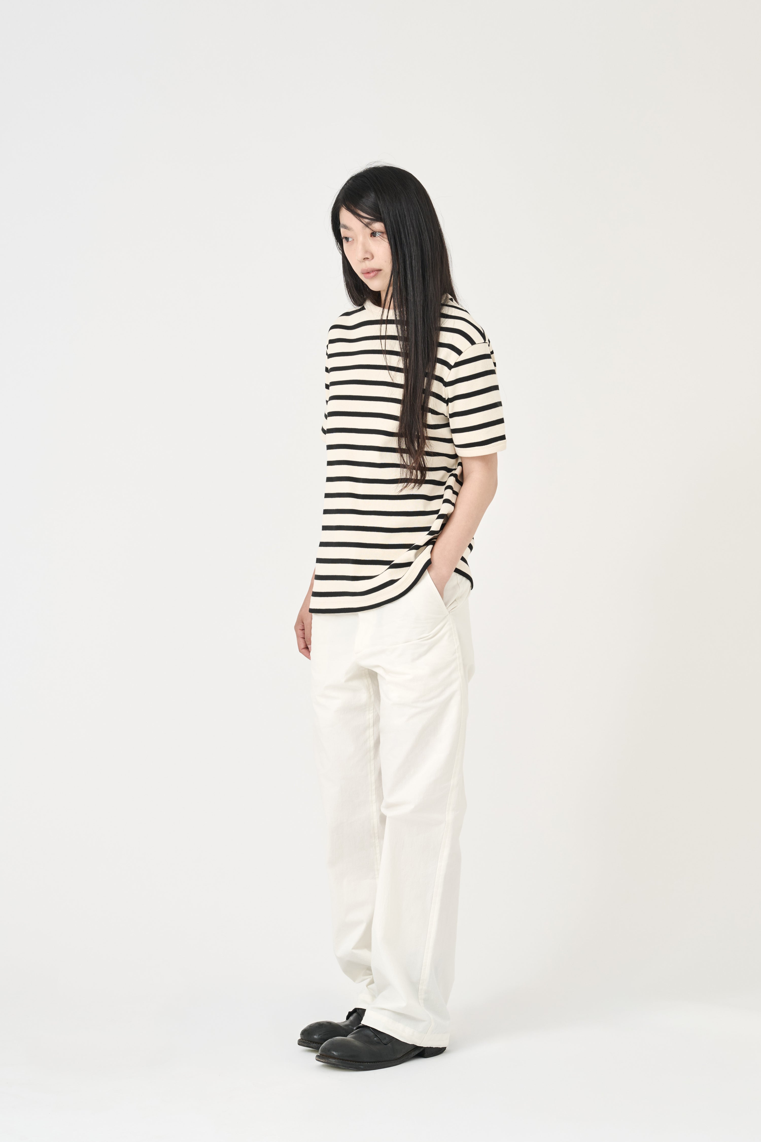 European Ribbed T-Shirt - Ivory Stripe