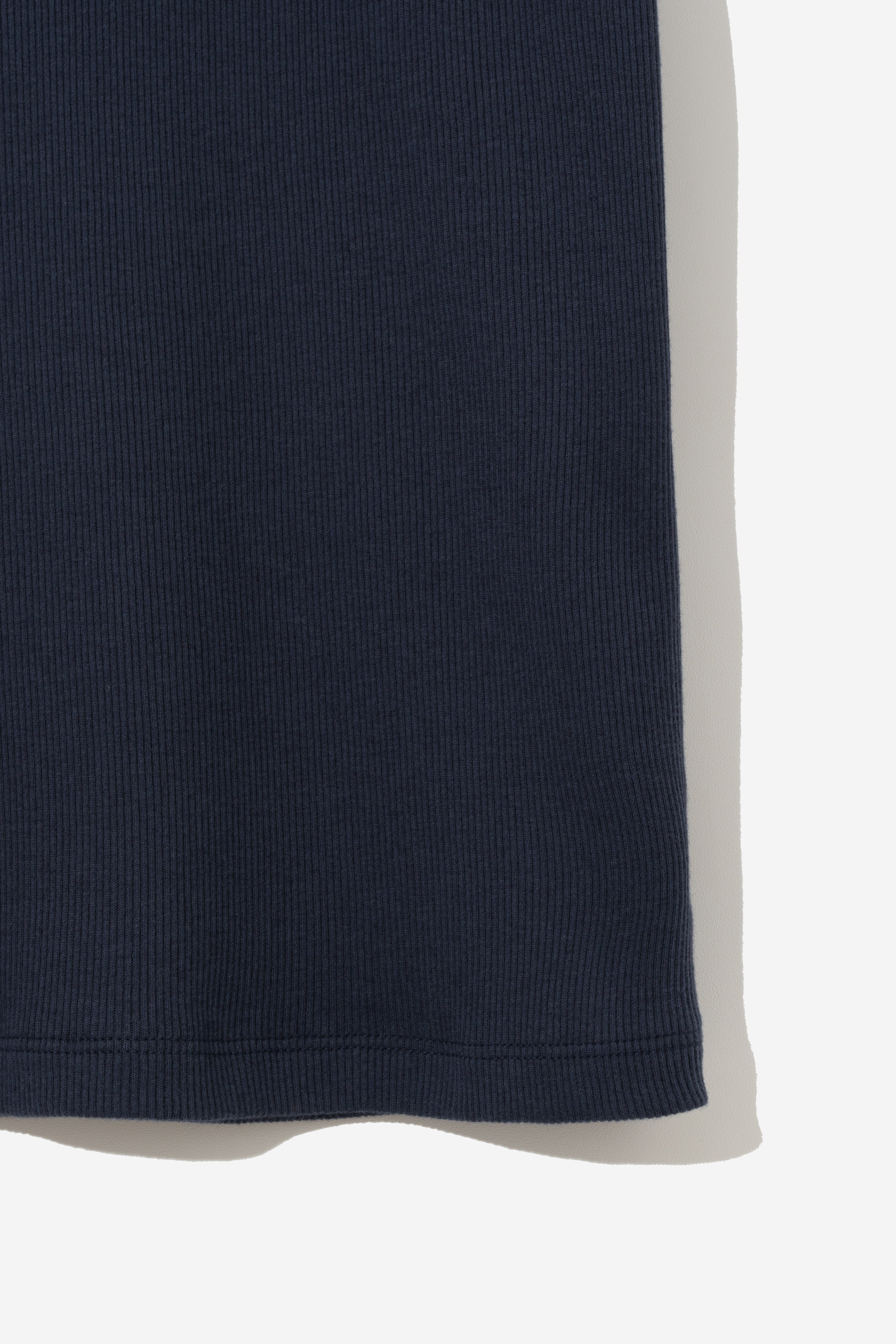 Fine Ribbed Henley T-Shirt - Navy
