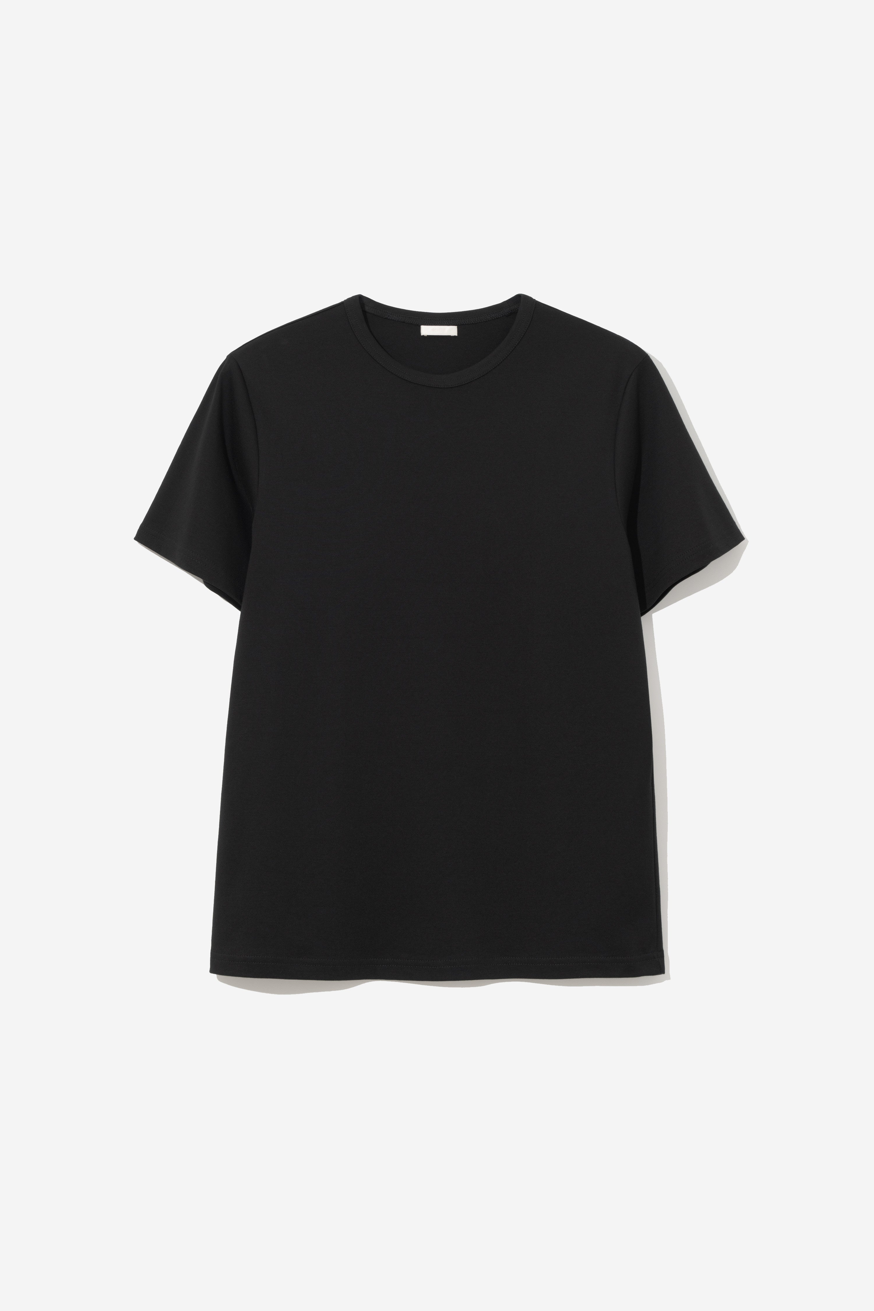 Minimalist Suvin Cotton T-Shirt - Deep Black