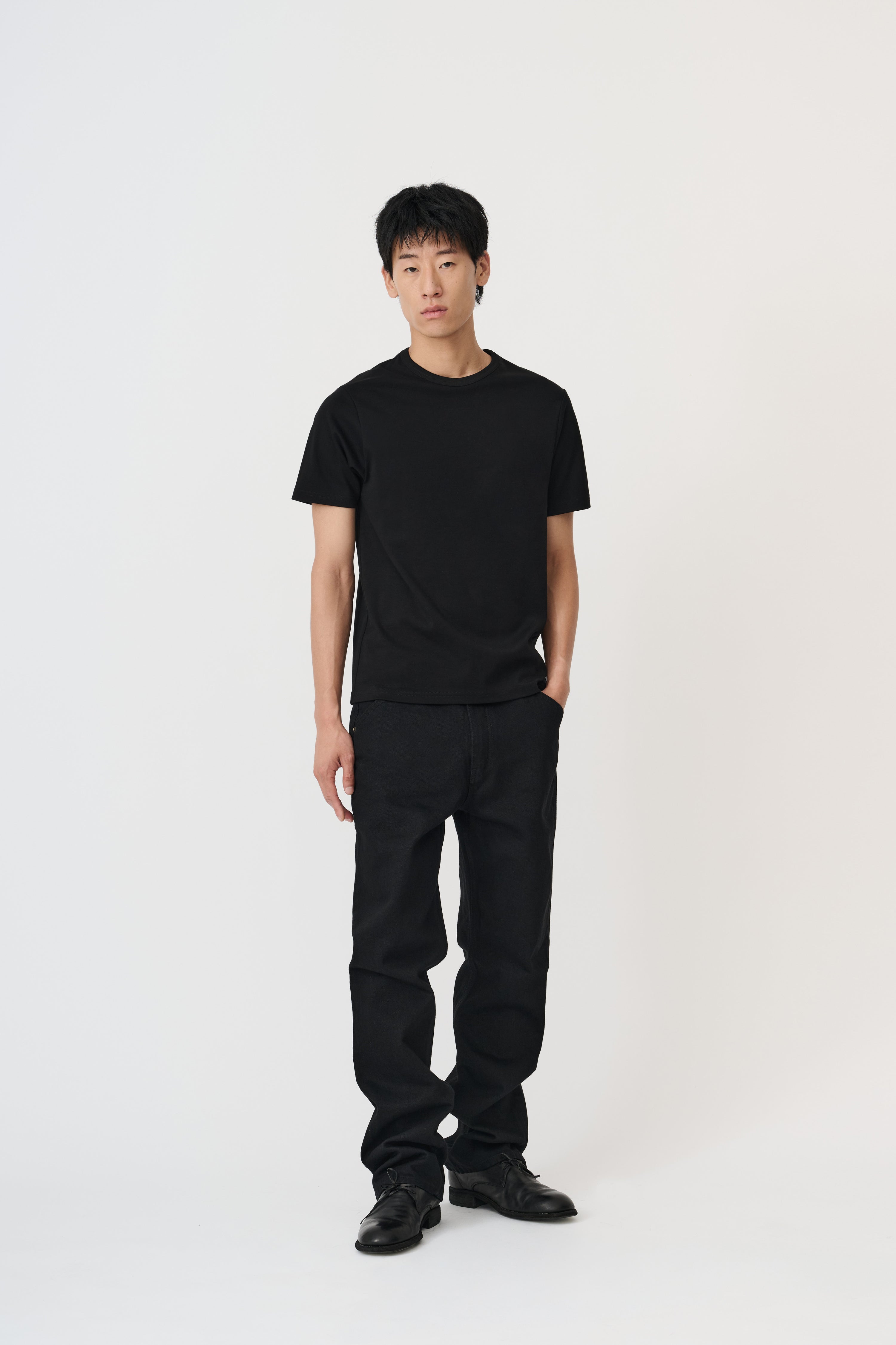 Minimalist Suvin Cotton T-Shirt - Deep Black