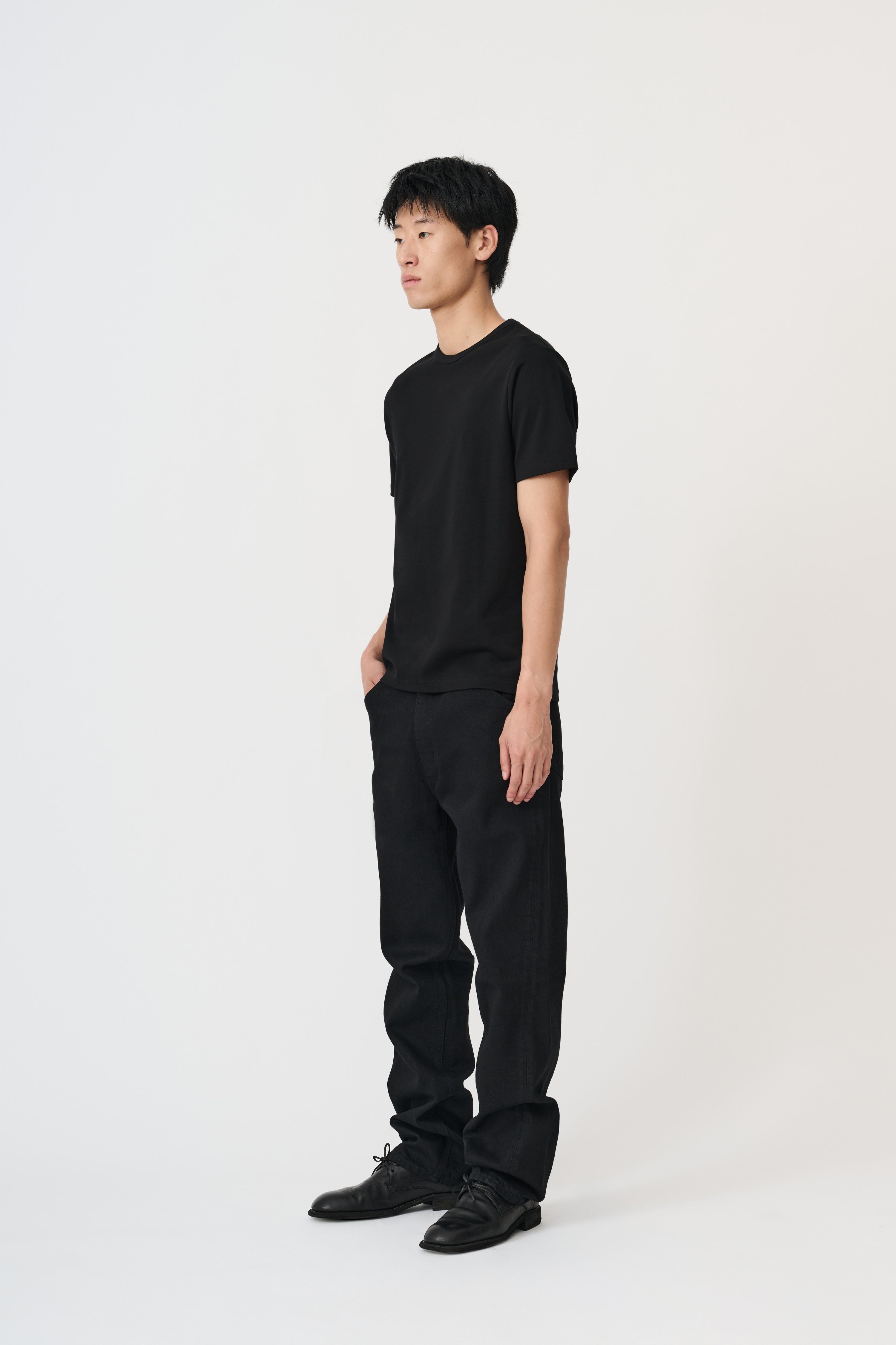 Minimalist Suvin Cotton T-Shirt - Deep Black