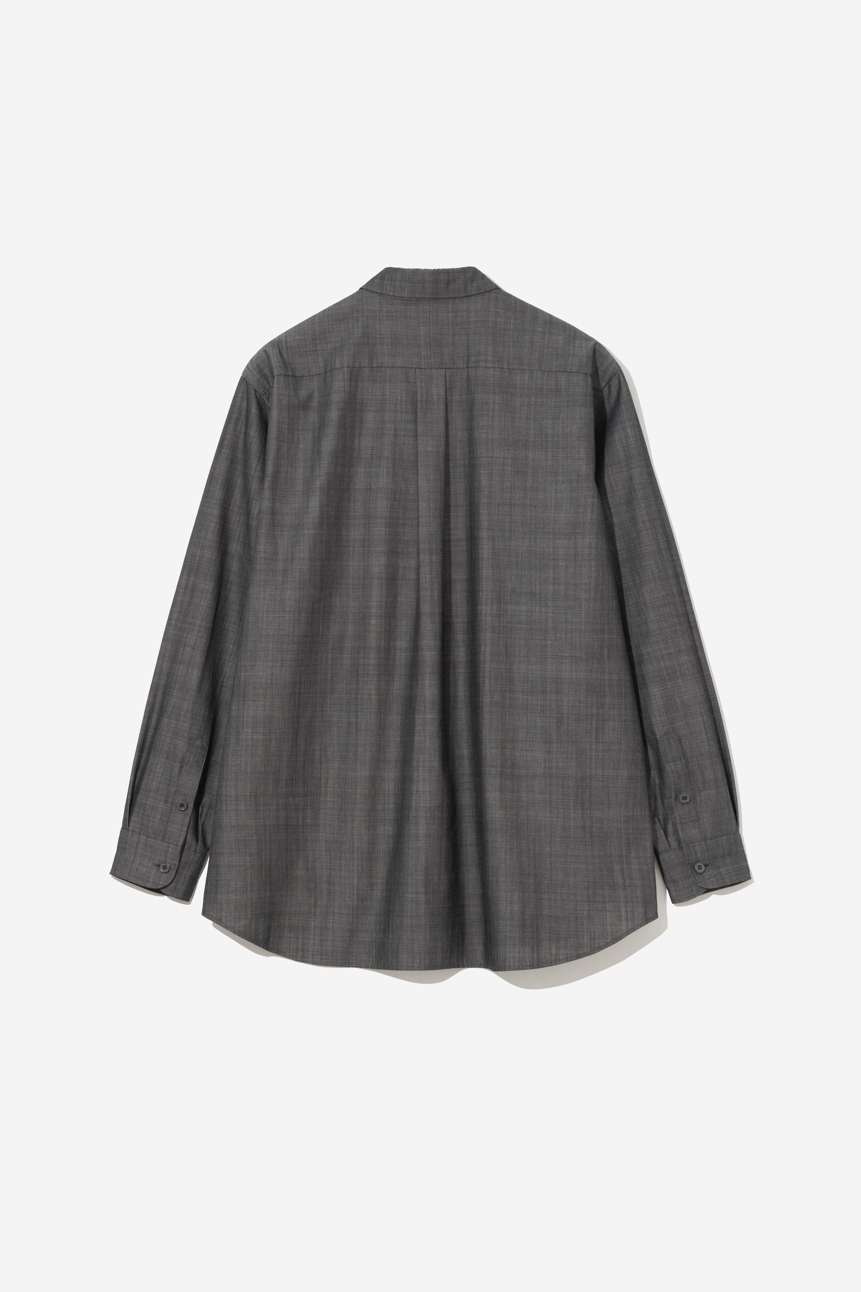 Organic Typewriter Cotton Shirt - Glen Charcoal