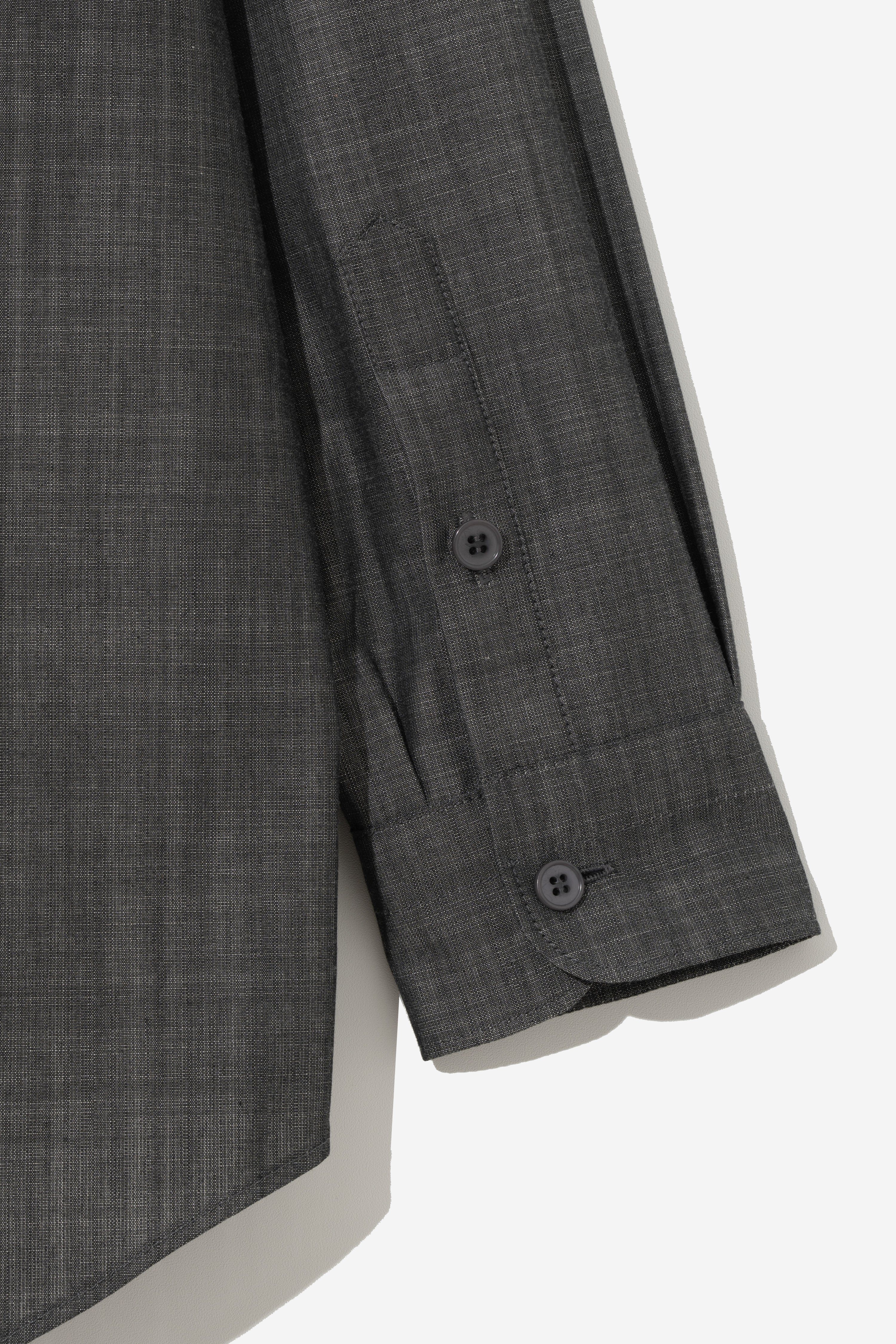 Organic Typewriter Cotton Shirt - Glen Charcoal