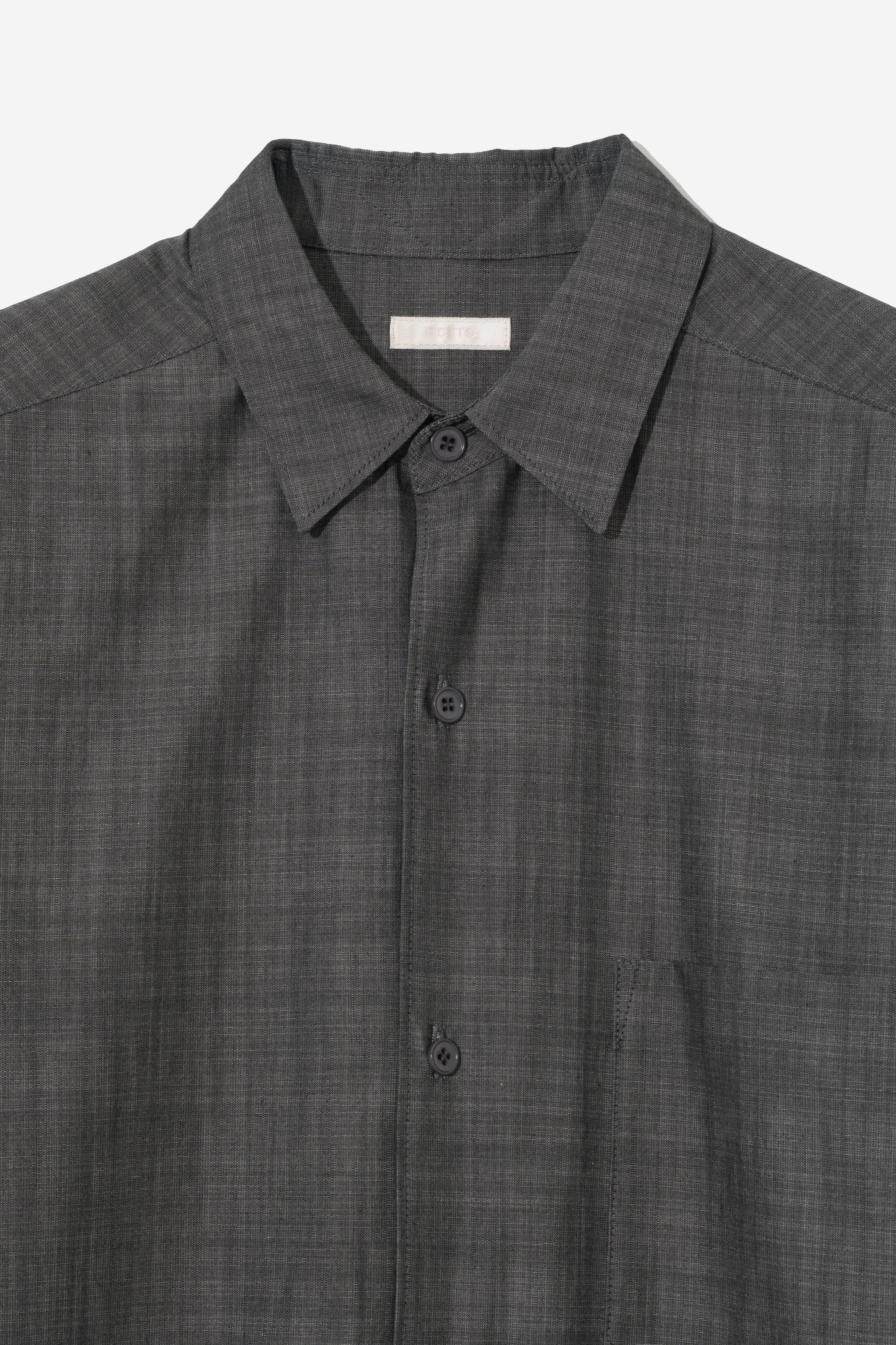 Organic Typewriter Cotton Shirt - Glen Charcoal