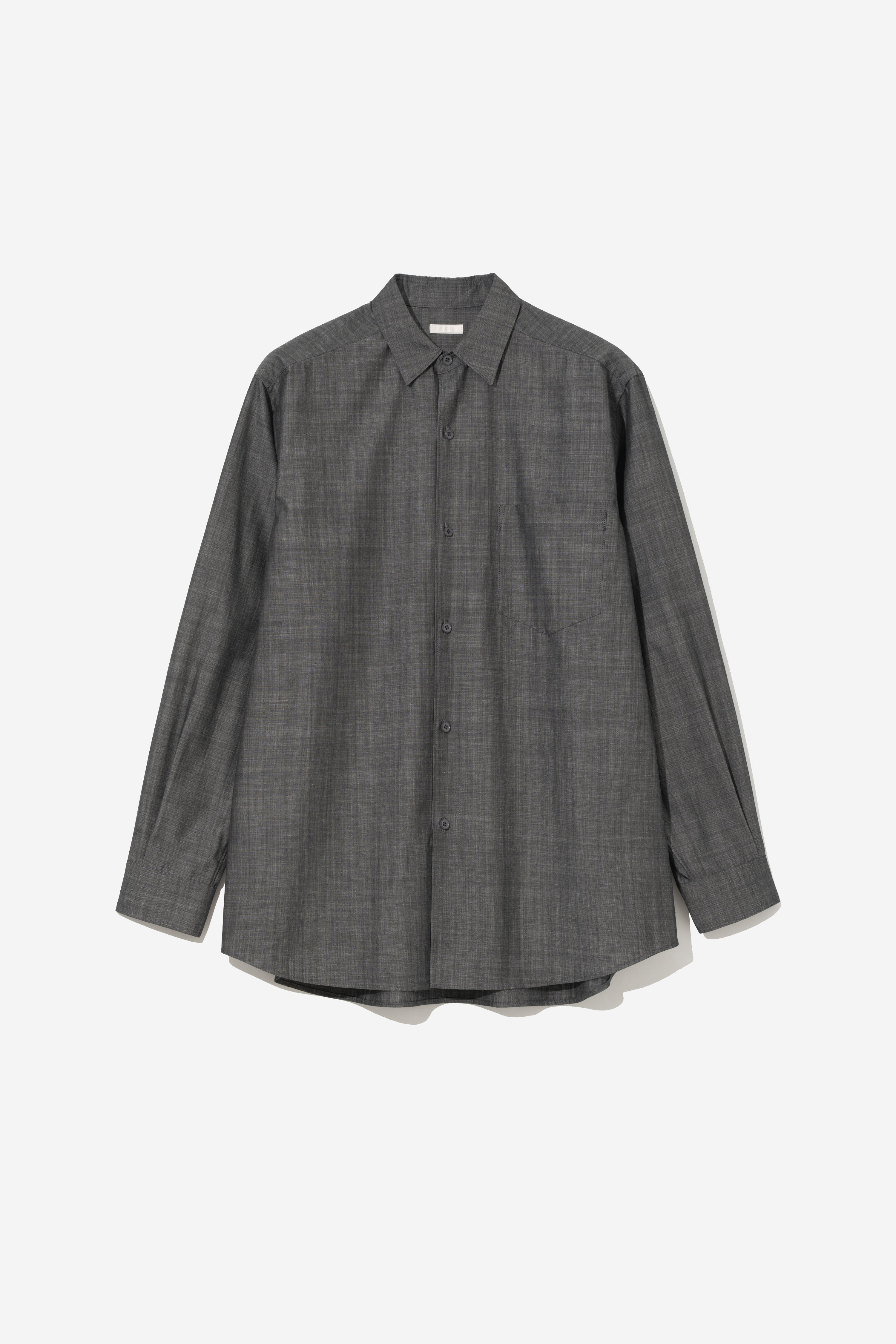 Organic Typewriter Cotton Shirt - Glen Charcoal