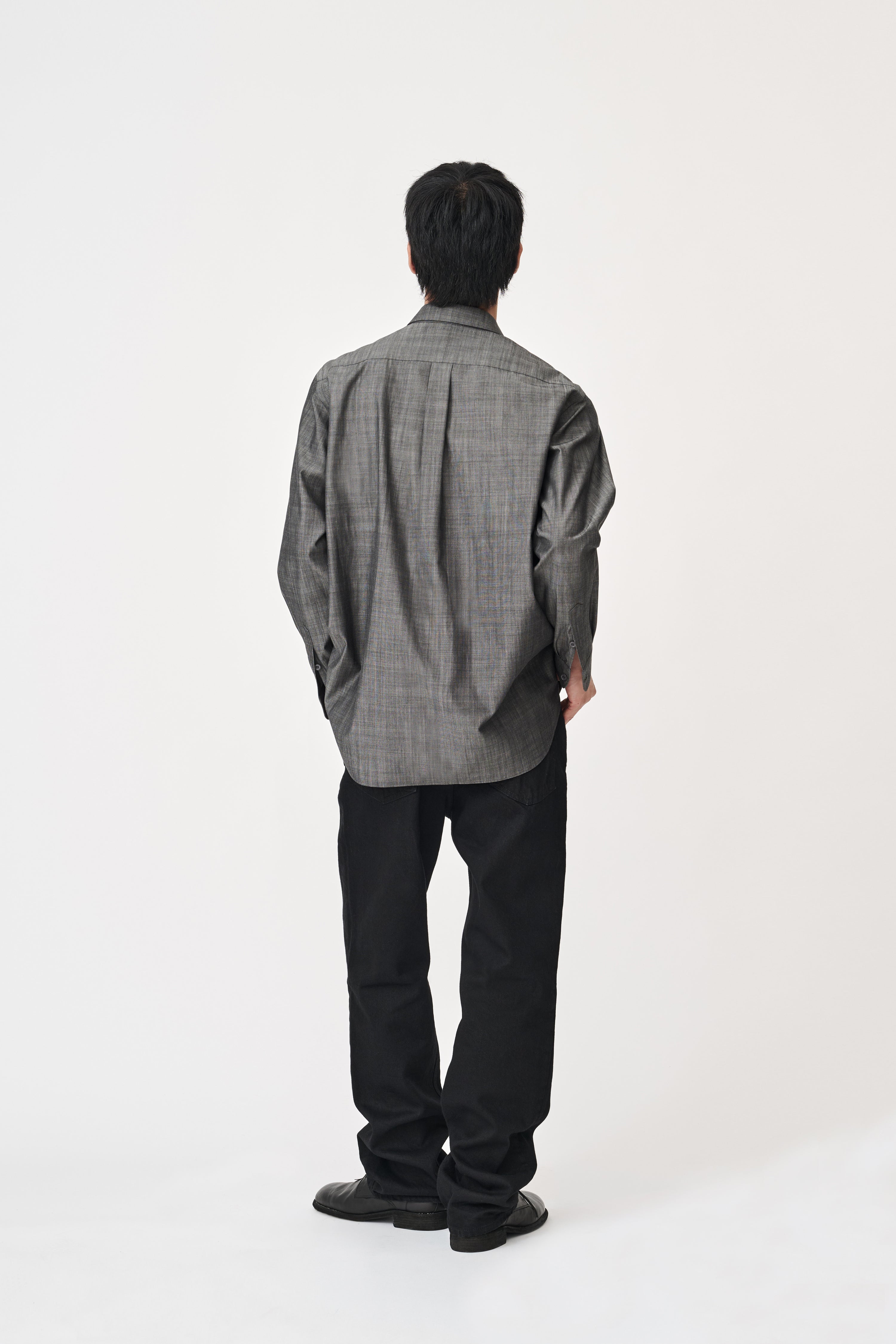 Organic Typewriter Cotton Shirt - Glen Charcoal
