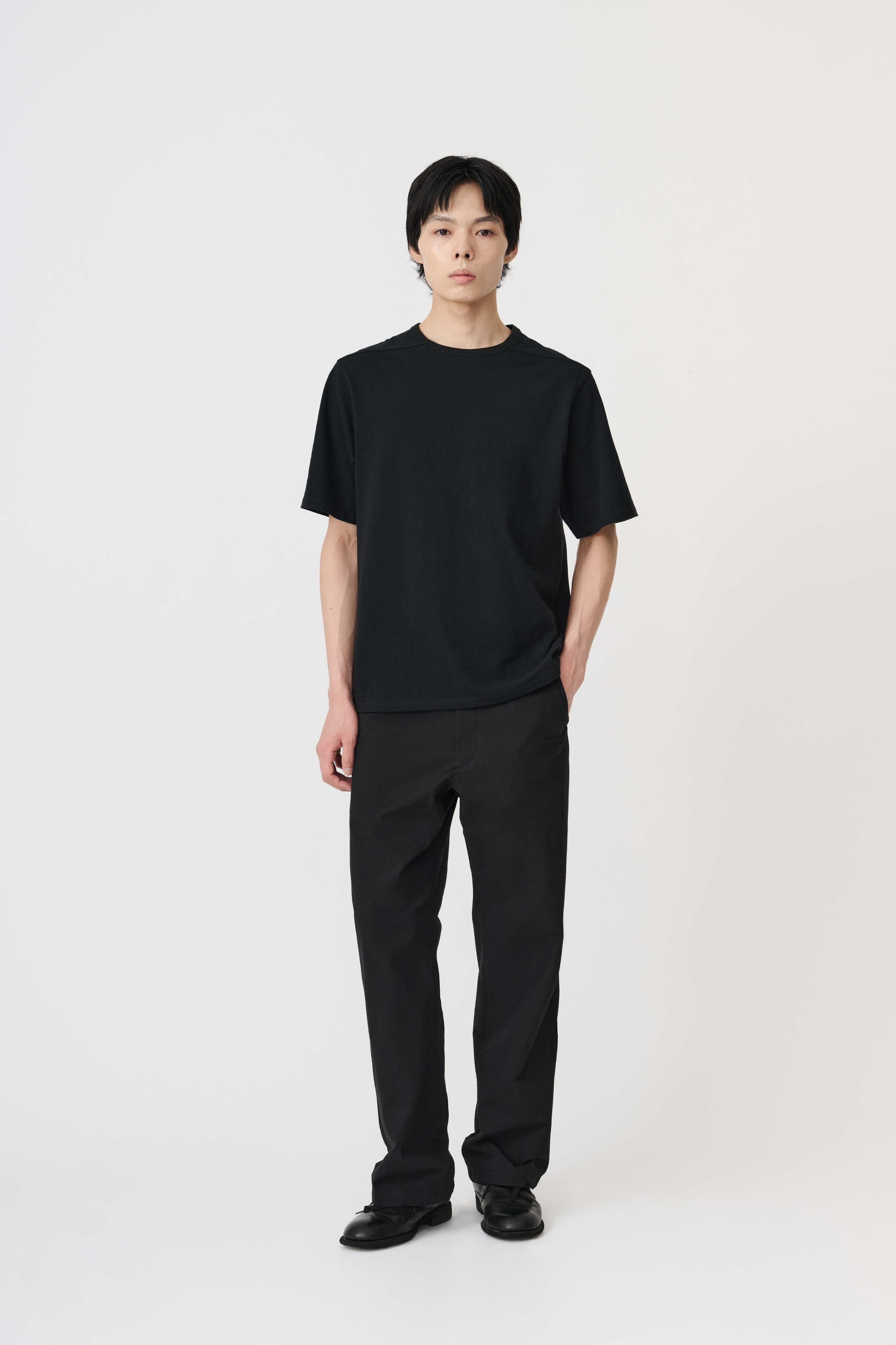 Structured Organic Cotton T-Shirt - Off Black